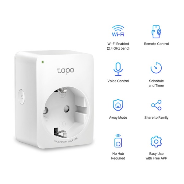 Смарт-розетка TP-Link Tapo P100 (TAPO-P100-1-PACK) фото 3 Смарт-розетка TP-Link Tapo P100 (TAPO-P100-1-PACK) фото 3