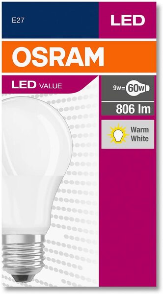 Лампа світлодіодна Osram Led Value A60 8,5W 806Lm 2700К E27 фото 3 Лампа світлодіодна Osram Led Value A60 8,5W 806Lm 2700К E27 фото 3