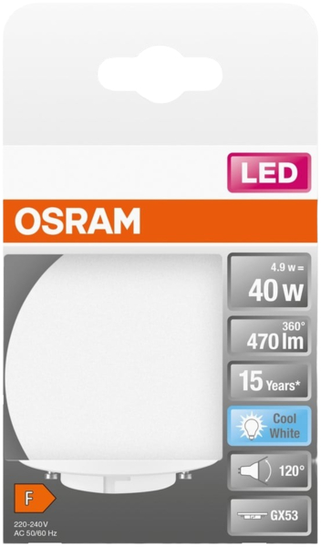 Лампа світлодіодна Osram Led Star, 4.9W, 470Lm, 4000K, GX53 фото 2 Лампа світлодіодна Osram Led Star, 4.9W, 470Lm, 4000K, GX53 фото 2