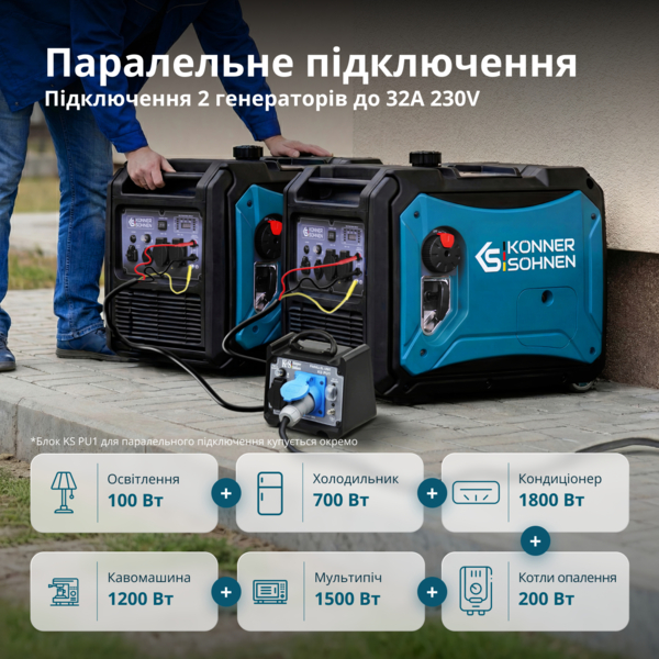 Генератор газово-бензиновий інверторний Konner&Sohnen KS 4000iEG S, 230В, 4.0кВт (KS4000iEGS) фото 11 Генератор газово-бензиновий інверторний Konner&Sohnen KS 4000iEG S, 230В, 4.0кВт (KS4000iEGS) фото 11
