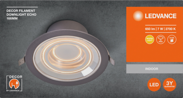 Світильник даунлайт Ledvance Led 7Вт 650Лм 2700K 166мм Decor Filament Downlight
Echo алюміній (4058075833951) фото 4 Світильник даунлайт Ledvance Led 7Вт 650Лм 2700K 166мм Decor Filament Downlight
Echo алюміній (4058075833951) фото 4