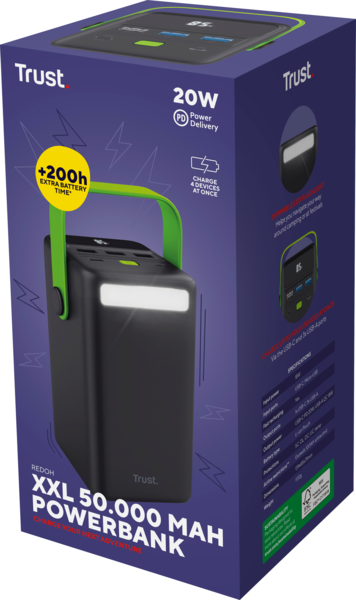 Портативний акумулятор Trust Redoh XXL 50000mAh 20W 3хUSB-A/USB-C, Black
(25196_TRUST) фото 2 Портативний акумулятор Trust Redoh XXL 50000mAh 20W 3хUSB-A/USB-C, Black
(25196_TRUST) фото 2