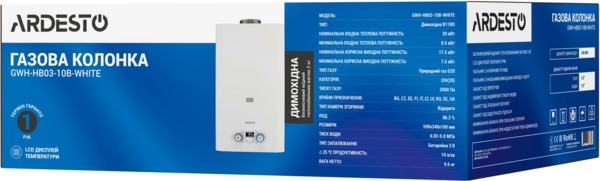 Газова колонка ARDESTO GWH-HB03-10B-WHITE фото 3