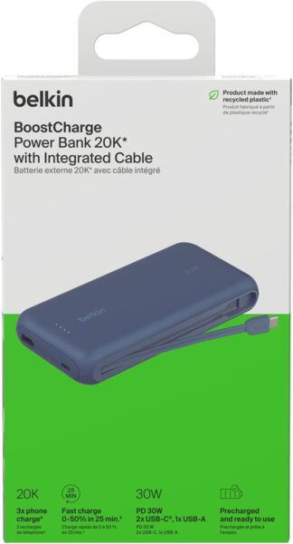 Портативний акумулятор Belkin 20000mAh, 30W USB-C Blue (BPB024HQBL) фото 4