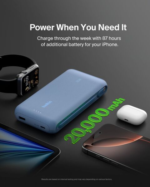 Портативний акумулятор Belkin 20000mAh, 30W USB-C Blue (BPB024HQBL) фото 15