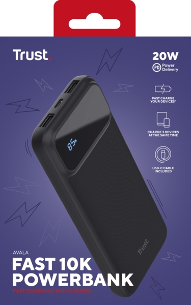 Портативний зарядний пристрій Trust Avala 10000mAh 20W Black (25882_TRUST) фото 8 Портативний зарядний пристрій Trust Avala 10000mAh 20W Black (25882_TRUST) фото 8