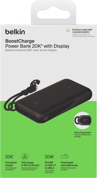 Портативний акумулятор Belkin 20000mAh, 20W PD USB-C Black (BPB028HQBK) фото 7 Портативний акумулятор Belkin 20000mAh, 20W PD USB-C Black (BPB028HQBK) фото 7