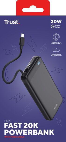 Портативний зарядний пристрій Trust Fiera, 20000 mAh 2хUSB-C, 20W, PD/QC 3.0
Black (25881_TRUST) фото 3 Портативний зарядний пристрій Trust Fiera, 20000 mAh 2хUSB-C, 20W, PD/QC 3.0
Black (25881_TRUST) фото 3