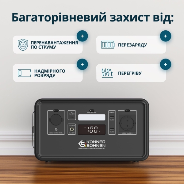 Портативна електростанція Konner&Sohnen KS 500PS, 500Вт (KS500PS) фото 18 Портативна електростанція Konner&Sohnen KS 500PS, 500Вт (KS500PS) фото 18