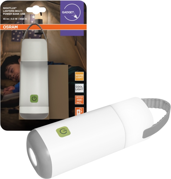 Світильник з акумулятором OSRAM NIGHTLUX LANTERN POWERBANK 0.5 Вт 3000/4000K
25Лм 1000мА•год (4099854530913) фото 2