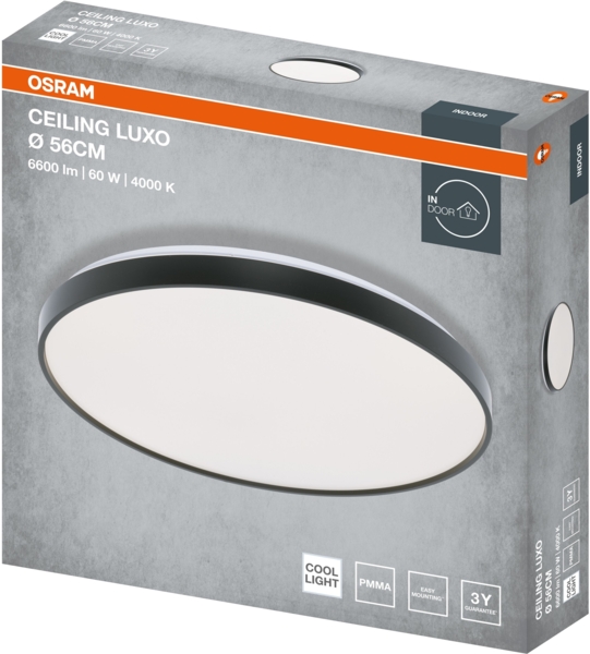 Світильник Osram Ceiling Luxo 60 Вт, 4000 К, чорний (4099854651571) фото 2 Світильник Osram Ceiling Luxo 60 Вт, 4000 К, чорний (4099854651571) фото 2