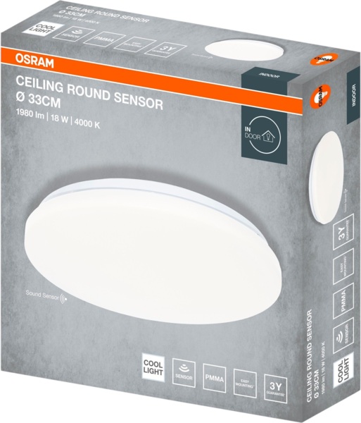 Світильник накладний з датчиком, Osram Ceiling Round 18 Вт, 4000 К, 1980 Лм
(4099854647536) фото 2