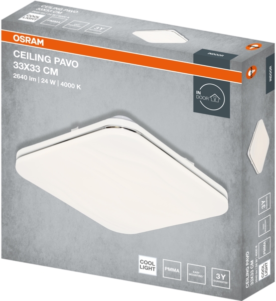 Світильник Osram Ceiling Pavo 33х33 см, квадратний, 24 Вт, 4000 К
(4099854663925) фото 3 Світильник Osram Ceiling Pavo 33х33 см, квадратний, 24 Вт, 4000 К
(4099854663925) фото 3
