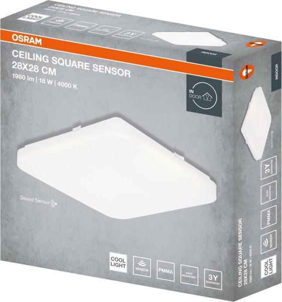 Світильник накладний з датчиком, Osram Ceiling Square, 18 Вт, 4000 К, 1980 Лм
(4099854648564) фото 3 Світильник накладний з датчиком, Osram Ceiling Square, 18 Вт, 4000 К, 1980 Лм
(4099854648564) фото 3
