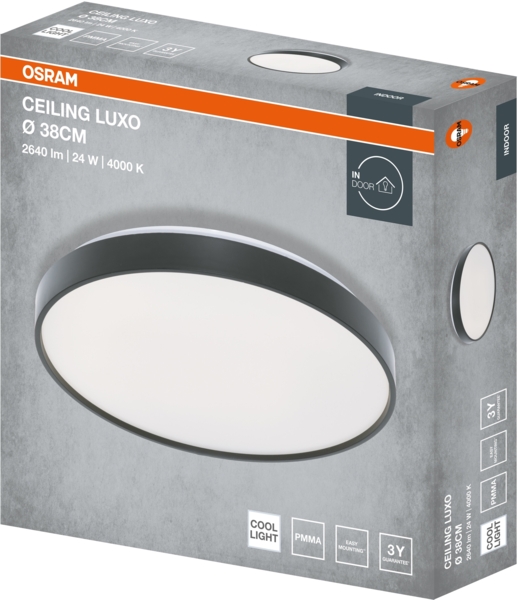 Світильник Osram Ceiling Luxo 24 Вт, 4000 К, чорний (4099854651267) фото 5 Світильник Osram Ceiling Luxo 24 Вт, 4000 К, чорний (4099854651267) фото 5