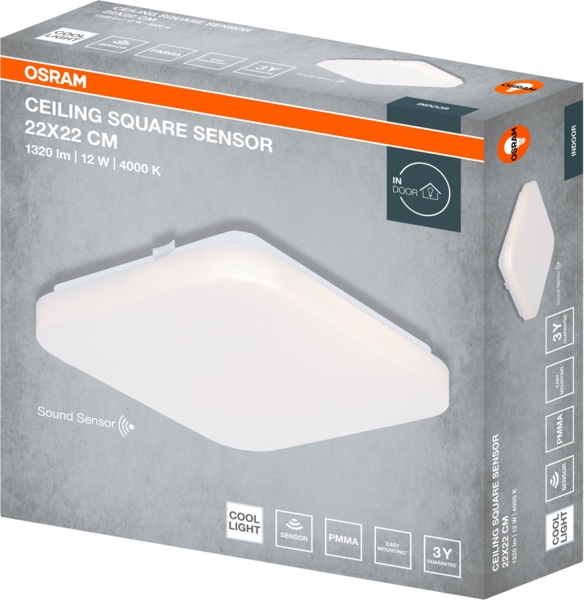 Світильник накладний з датчиком, Osram Ceiling Square, 12 Вт, 4000 К, 1320 Лм
(4099854648328) фото 3 Світильник накладний з датчиком, Osram Ceiling Square, 12 Вт, 4000 К, 1320 Лм
(4099854648328) фото 3