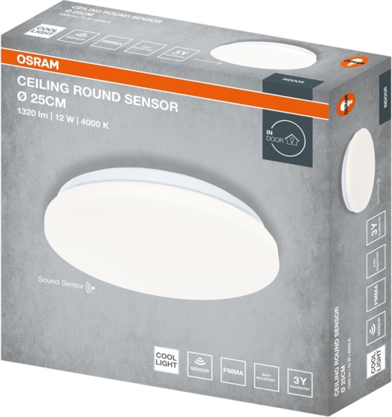 Світильник накладний з датчиком, Osram Ceiling Round 12 Вт, 4000 К, 1320 Лм
(4099854647215) фото 3