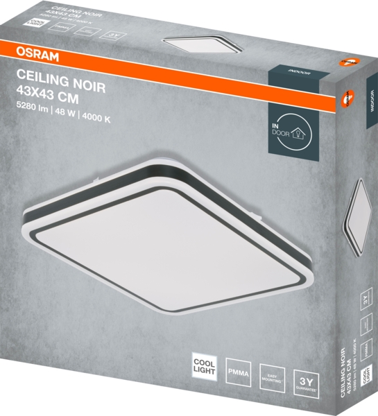Світильник Osram Ceiling Noir 43х43 см, квадратний, 48 Вт, 4000 До
(4099854664380) фото 2