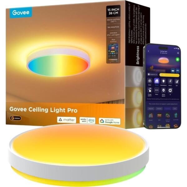 Світильник стельовий Govee Smart Ceiling Light Pro 38cm, білий (H60A6C01) 