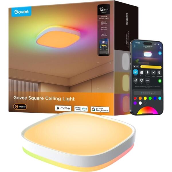 Світильник стельовий Govee Smart Square Ceiling Light 30cm, білий (H80A4C01) 