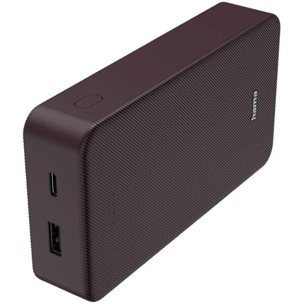 Портативний зарядний пристрій Hama 20000 mAh USB-C, USB-A, Plum (00201715) Портативний зарядний пристрій Hama 20000 mAh USB-C, USB-A, Plum (00201715)