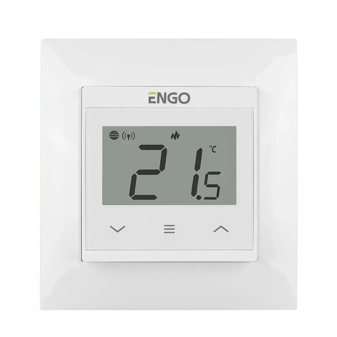Інтернет-терморегулятор Wi-Fi Engo Controls E55-W для вбудованого монтажу під рамку 55x55, 230В, білий фото 2