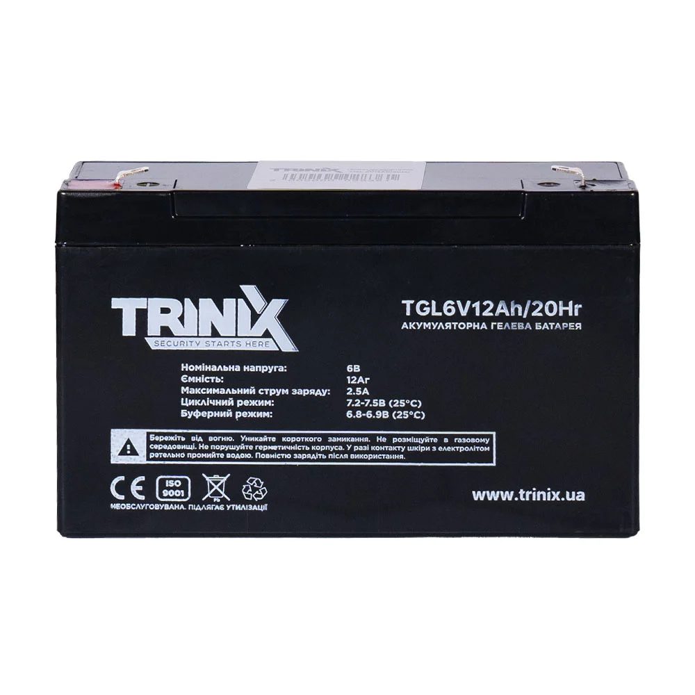 Акумуляторна батарея гелева 6В 12Аг Trinix TGL6V12Ah/20Hr GEL фото 2