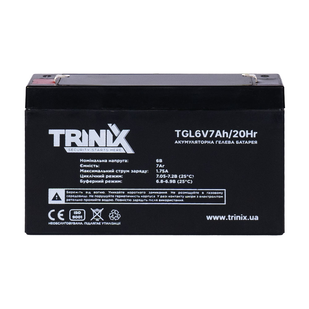 Акумуляторна батарея гелева 6В 7Аг Trinix TGL6V7Ah/20Hr GEL фото 5