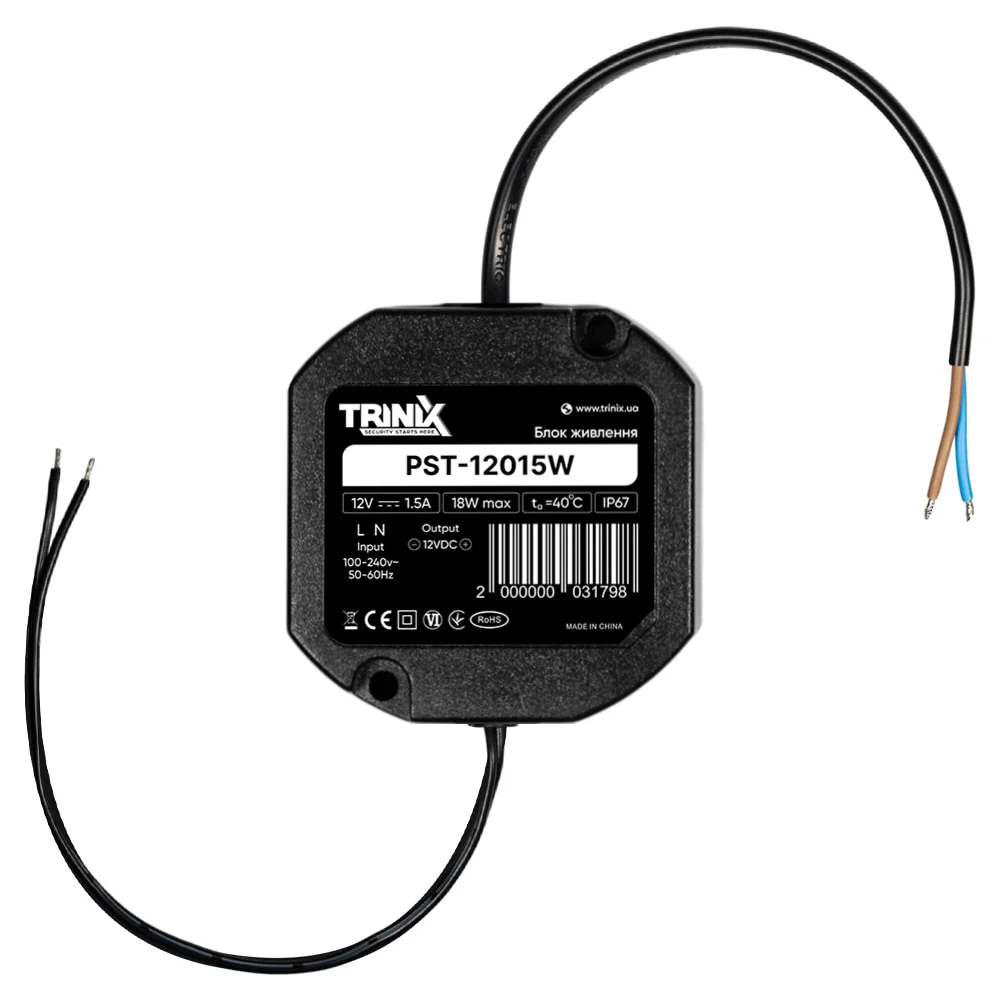 Блок живлення Trinix PST-12015W 12V/1.5A вологозахищений IP67 фото 6 Блок живлення Trinix PST-12015W 12V/1.5A вологозахищений IP67 фото 6