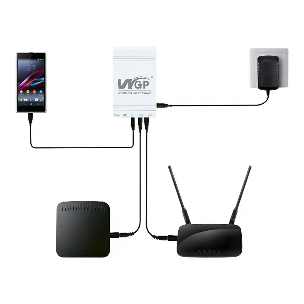 Джерело безперебійного живлення Mini UPS WGP UPS103C 16000mAh 5V/12V/12V, Li-ion 4*4Ah, для роутера і медіаконвертера фото 3 Джерело безперебійного живлення Mini UPS WGP UPS103C 16000mAh 5V/12V/12V, Li-ion 4*4Ah, для роутера і медіаконвертера фото 3