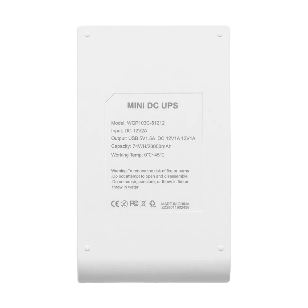 Джерело безперебійного живлення Mini UPS WGP UPS103C 20000mAh 5V/12V/12V, Li-ion 4*5Ah, для роутера та оптичного терміналу фото 4 Джерело безперебійного живлення Mini UPS WGP UPS103C 20000mAh 5V/12V/12V, Li-ion 4*5Ah, для роутера та оптичного терміналу фото 4