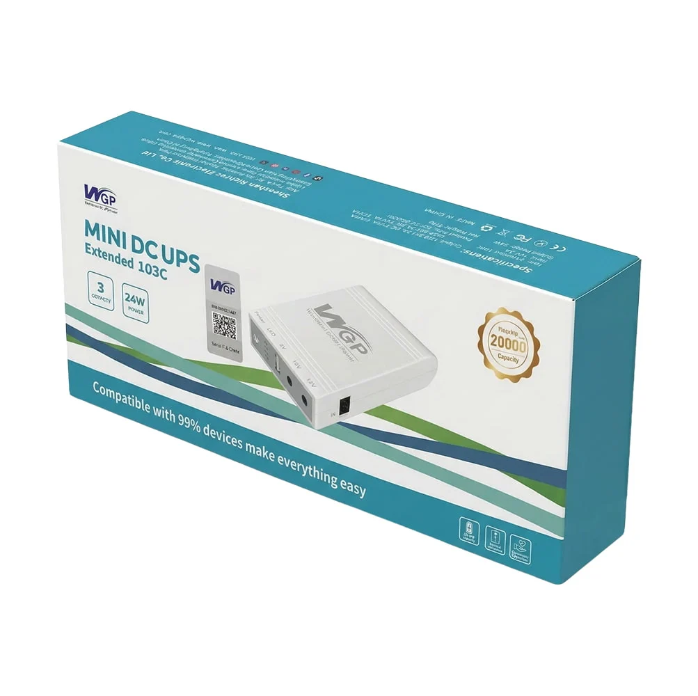 Джерело безперебійного живлення Mini UPS WGP UPS103C 20000mAh 5V/12V/12V, Li-ion 4*5Ah, для роутера та оптичного терміналу фото 12 Джерело безперебійного живлення Mini UPS WGP UPS103C 20000mAh 5V/12V/12V, Li-ion 4*5Ah, для роутера та оптичного терміналу фото 12
