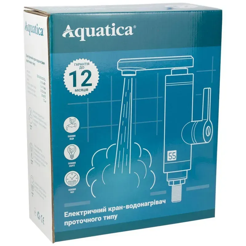 Кран-водонагрівач проточний Aquatica LZ-5A211W 3 кВт для раковини гусак вигнутий довгий на гайці фото 2 Кран-водонагрівач проточний Aquatica LZ-5A211W 3 кВт для раковини гусак вигнутий довгий на гайці фото 2