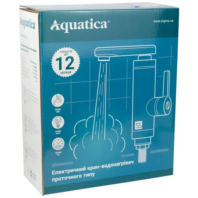 Кран-водонагрівач проточний Aquatica LZ-6B111W 3 кВт для кухні гусак вухо на гайці фото 3