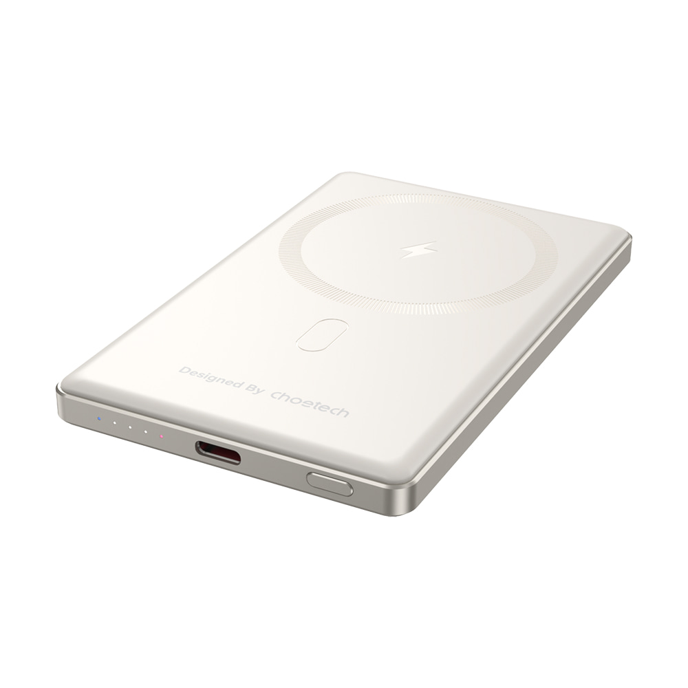 Повербанк 5000mAh Choetech B738 White QC3.0 PD3.0 бездротова магнітна зарядка фото 3