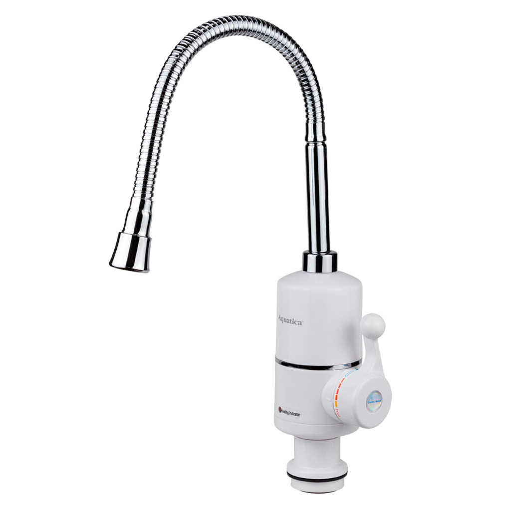 Кран-водонагрівач проточний Aquatica NZ-6B312W 3 кВт для кухні гусак гофрований на гайці Кран-водонагрівач проточний Aquatica NZ-6B312W 3 кВт для кухні гусак гофрований на гайці